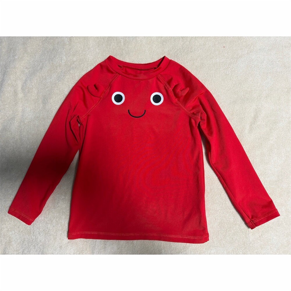 Cat & Jack Rash Guard Swim Shirt Toddler Boys 5T Red Crab Face 3D Claws